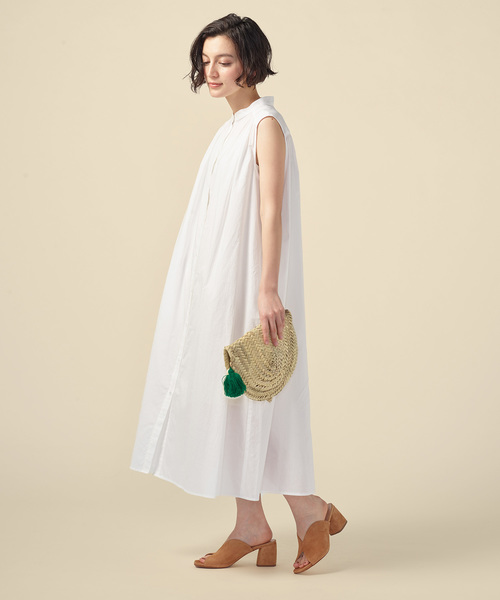 LUDLOW ホワイト ノースリーブ ワンピース ZOZO（ゾゾ）の「【身長別に選べる】ノースリーブワンピース/ホワイト