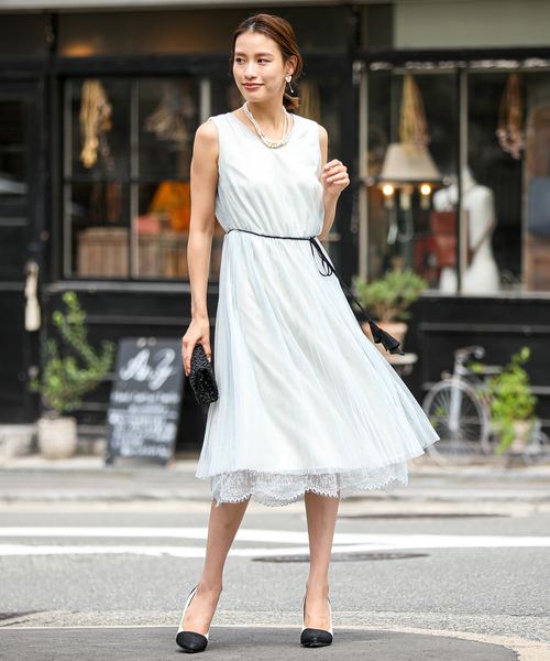 Kana(カナ)の「チュールプリーツ × レース ワンピースドレス(ドレス・レディース・ミント/ブラック/ブルー・M)」の18枚目の写真