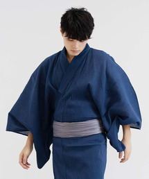 メンズ 楊柳浴衣 6点セット ( 浴衣 + 帯 + 下駄 + 腰紐 + 信玄袋 + 扇子 )