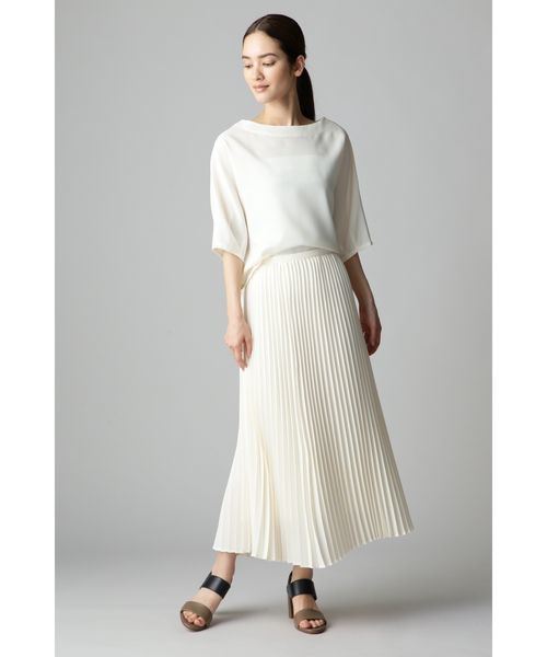 こいこいこドゥロワー アコーディオン プリーツ スカート ホワイト レザー Unaca noir（アナカ ノワー）の「アコーディオンプリーツ