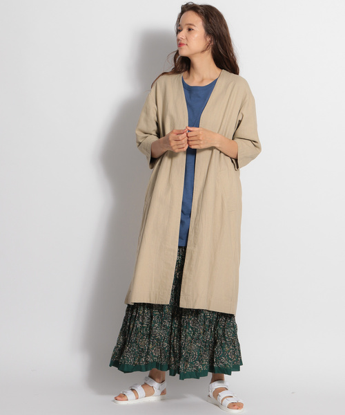 niko and...（ニコアンド）の「ヨーロピアンリネンレーヨンロングコート（その他アウター・レディース・ブラウン/ライトブラウン/キャメル・MEDIUM/LARGE）」の5枚目の写真