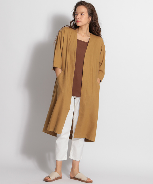 niko and...（ニコアンド）の「ヨーロピアンリネンレーヨンロングコート（その他アウター・レディース・ブラウン/ライトブラウン/キャメル・MEDIUM/LARGE）」の6枚目の写真