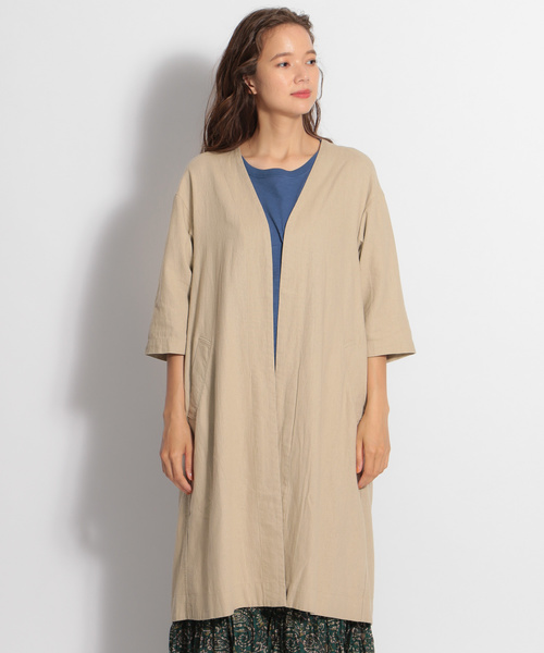 niko and...（ニコアンド）の「ヨーロピアンリネンレーヨンロングコート（その他アウター・レディース・ブラウン/ライトブラウン/キャメル・MEDIUM/LARGE）」の7枚目の写真