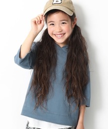 切りっぱなしミニ裏毛7分袖パーカー