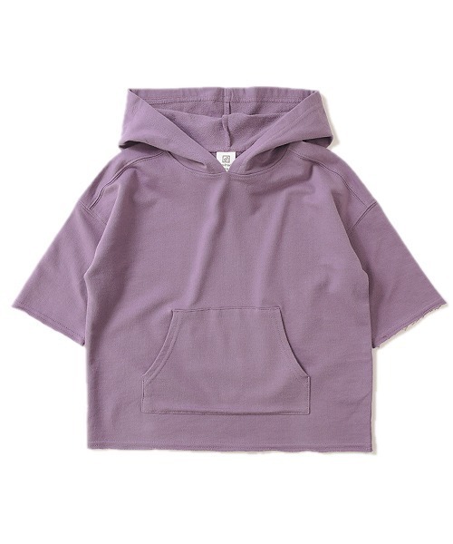 devirock(デビロック)の「切りっぱなしミニ裏毛7分袖パーカー(パーカー・キッズ・パープル/カーキ/ライトブラウン/ブルーグレー/モカ/ラベンダー/杢グレー/スミクロ/パープル系その他/ベージュ・80cm/90cm/110cm/100cm/120cm/130cm/140cm/150cm/160cm)」の12枚目の写真