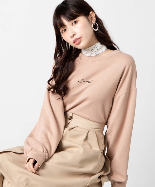 WEGO（ウィゴー）の「WEGO/【2点セット】スカーフ付きスウェット（スウェット・レディース・スミクロ/アイボリー/ピンク/ベージュ/ライトピンク・FREE）」の3枚目の写真