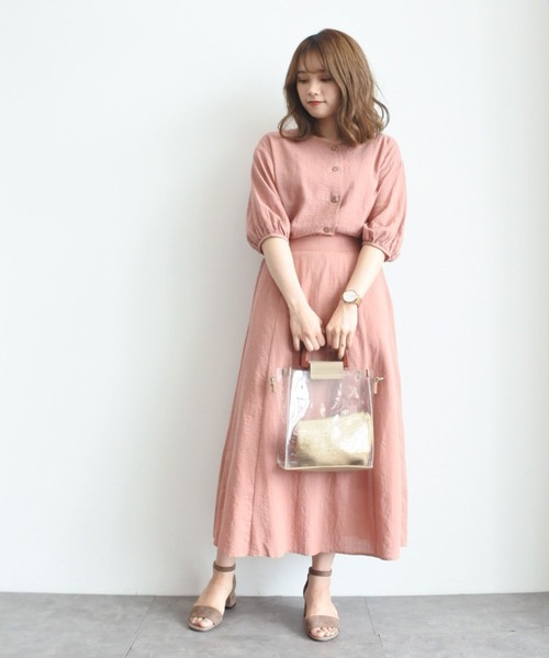 earth music&ecology（アースミュージックアンドエコロジー）の「チェックサッカーセミフレアスカート ＊（スカート・レディース・ミント/ベージュ/ネイビー/ピンク・FREE）」の18枚目の写真