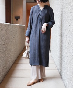 ワンピース Wavy frill bustier stripe dress LE'RURE Wavy frill bustier stripe dress