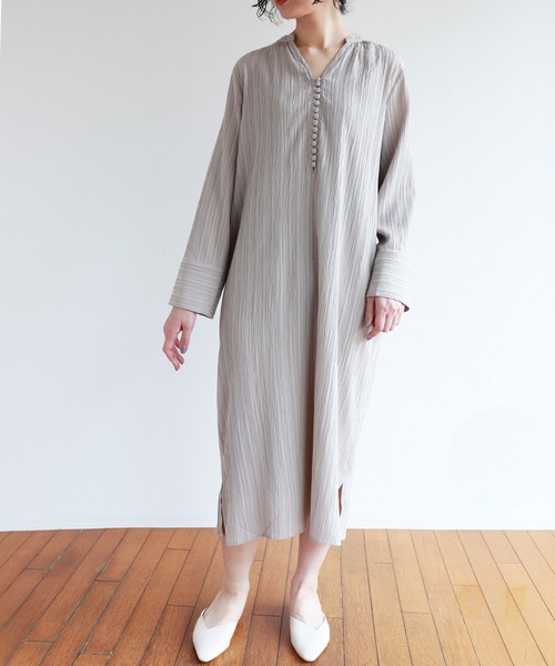 andme（アンドミー）の「スキッパー長袖 シャツワンピース（シャツワンピース・レディース・オレンジ/グレー系その他/スミクロ・M）」の21枚目の写真