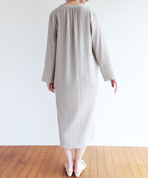 andme（アンドミー）の「スキッパー長袖 シャツワンピース（シャツワンピース・レディース・オレンジ/グレー系その他/スミクロ・M）」の18枚目の写真