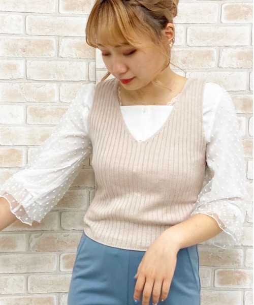 apres jour（アプレジュール）の「ベスト×ブラウスセット【ZOZOTOWN限定アイテム】（シャツ/ブラウス・レディース・ブラック/その他/モカ/ライトベージュ・フリー）」の3枚目の写真