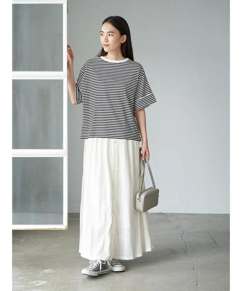 AMERICAN HOLIC（アメリカンホリック）の「袖折り返しクルーネックゆるカットプルオーバー　＊〇（Tシャツ/カットソー・レディース・ブラック/オフホワイト/ピンクベージュ/その他7・FREE）」の14枚目の写真