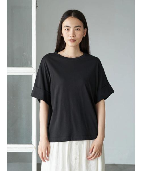 AMERICAN HOLIC（アメリカンホリック）の「袖折り返しクルーネックゆるカットプルオーバー　＊〇（Tシャツ/カットソー・レディース・ブラック/オフホワイト/ピンクベージュ/その他7・FREE）」の18枚目の写真