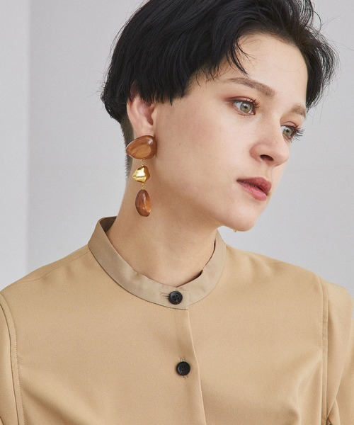 UNITED TOKYO（ユナイテッドトウキョウ）の「マーブルペブルピアス（ピアス（両耳用）・レディース・ブラウン/ネイビー・FREE）」の10枚目の写真