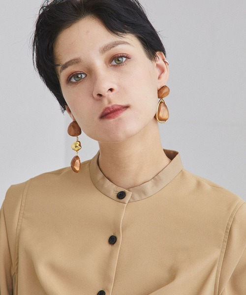 UNITED TOKYO（ユナイテッドトウキョウ）の「マーブルペブルピアス（ピアス（両耳用）・レディース・ブラウン/ネイビー・FREE）」の8枚目の写真