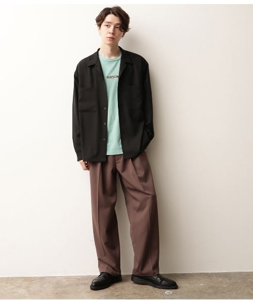 JUNRED（ジュンレッド）の「オープンカラーWポケットシャツ（シャツ/ブラウス・メンズ・ブラック/ベージュ/サックスブルー・S/M/L）」の8枚目の写真