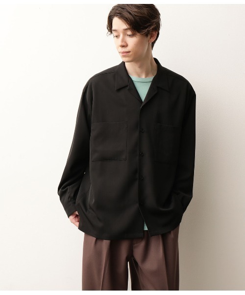 JUNRED（ジュンレッド）の「オープンカラーWポケットシャツ（シャツ/ブラウス・メンズ・ブラック/ベージュ/サックスブルー・S/M/L）」の12枚目の写真