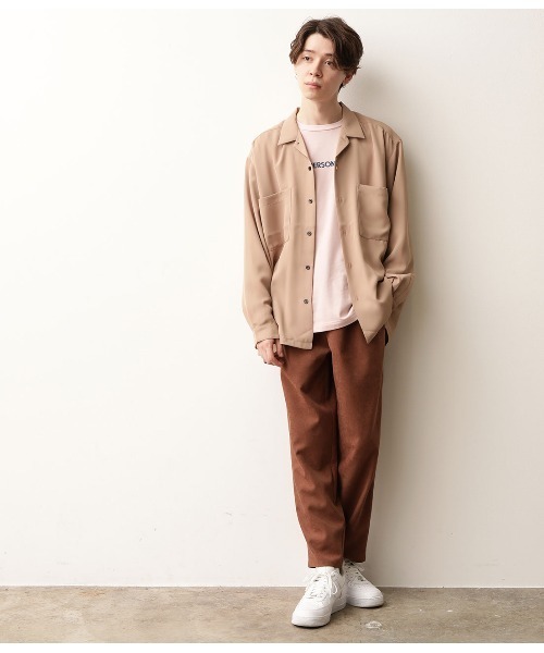 JUNRED（ジュンレッド）の「オープンカラーWポケットシャツ（シャツ/ブラウス・メンズ・ブラック/ベージュ/サックスブルー・S/M/L）」の13枚目の写真