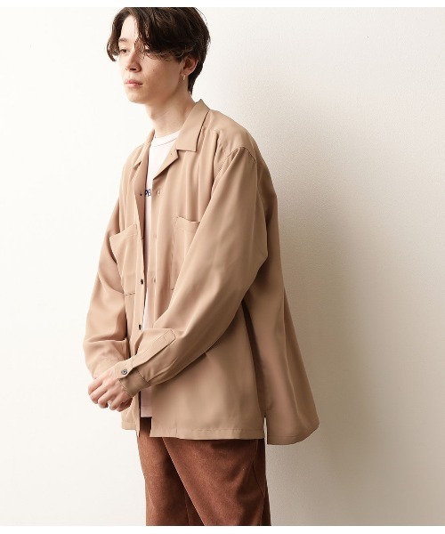 JUNRED（ジュンレッド）の「オープンカラーWポケットシャツ（シャツ/ブラウス・メンズ・ブラック/ベージュ/サックスブルー・S/M/L）」の15枚目の写真