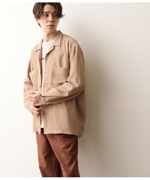 JUNRED（ジュンレッド）の「オープンカラーWポケットシャツ（シャツ/ブラウス・メンズ・ブラック/ベージュ/サックスブルー・S/M/L）」の16枚目の写真