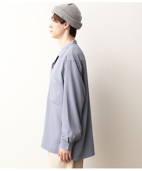 JUNRED（ジュンレッド）の「オープンカラーWポケットシャツ（シャツ/ブラウス・メンズ・ブラック/ベージュ/サックスブルー・S/M/L）」の18枚目の写真