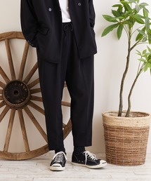 【TONE MEN'S】梨地ジャージテーパードパンツ(BL)