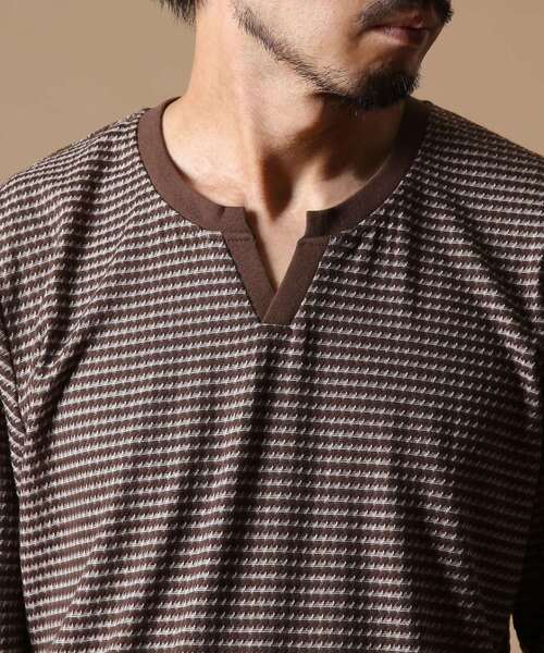 ジオメトリックボーダーキーネックtシャツ Tシャツ カットソー Mens トップス Mens Melrose メンズメルローズ のファッション