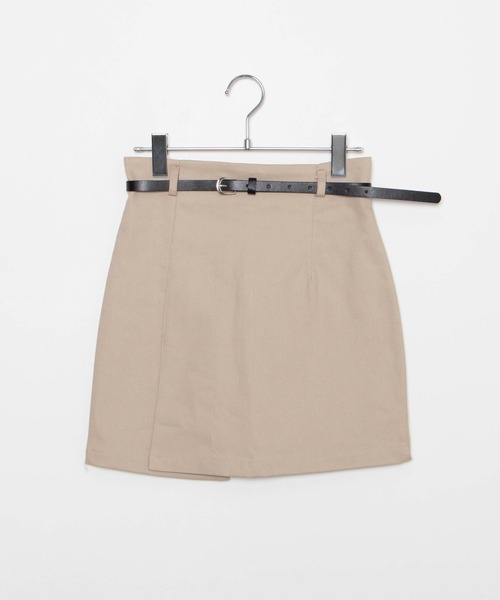 DING(ディング)の「DING/ベルト付きミニスカート(スカート・レディース・ブラック/ベージュ・FREE)」の5枚目の写真