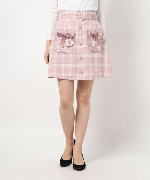 Ank Rouge(アンクルージュ)の「フリルポケットリボン台形スカート(スカート・レディース・ピンク/ブラック/ベージュ・M)」の14枚目の写真