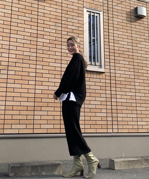 SUGAR BISKET（シュガービスケット）の「ケーブルニットセットアップ（ニット/セーター・レディース・ブラック/ブラウン/ダークグレー/スモークピンク/グレイッシュベージュ・M/L）」の13枚目の写真