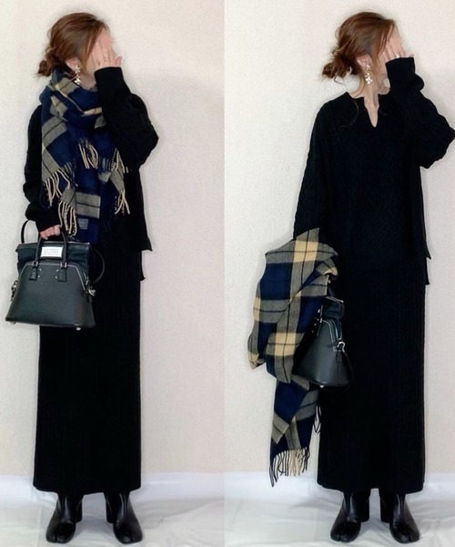 SUGAR BISKET（シュガービスケット）の「ケーブルニットセットアップ（ニット/セーター・レディース・ブラック/ブラウン/ダークグレー/スモークピンク/グレイッシュベージュ・M/L）」の14枚目の写真