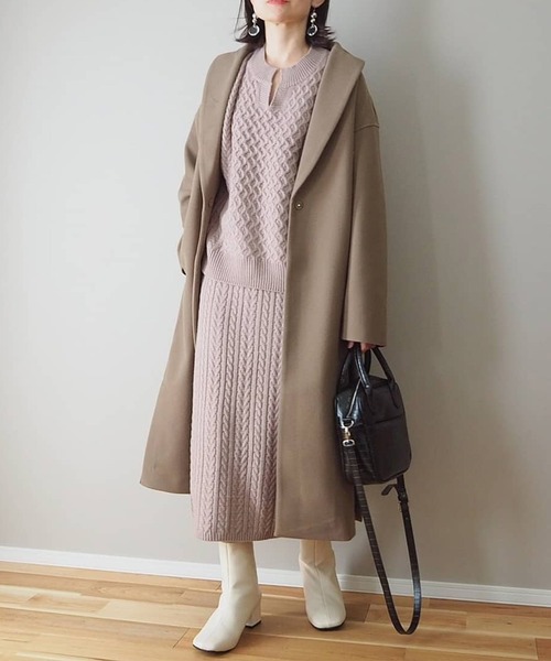 SUGAR BISKET（シュガービスケット）の「ケーブルニットセットアップ（ニット/セーター・レディース・ブラック/ブラウン/ダークグレー/スモークピンク/グレイッシュベージュ・M/L）」の20枚目の写真