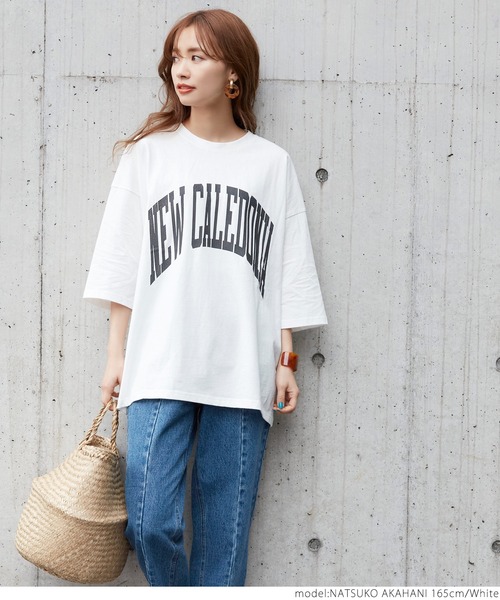 coca(coca)(コカ)の「ビックシルエットカレッジロゴTシャツ(Tシャツ/カットソー・レディース・ホワイト/ベージュ/チャコールグレー・ONE SIZE)」の10枚目の写真