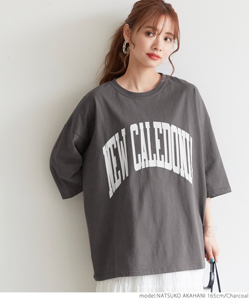 coca(coca)(コカ)の「ビックシルエットカレッジロゴTシャツ(Tシャツ/カットソー・レディース・ホワイト/ベージュ/チャコールグレー・ONE SIZE)」の12枚目の写真