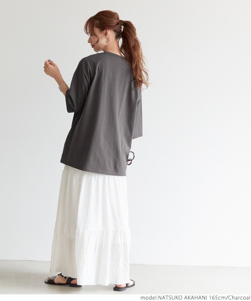 coca(coca)(コカ)の「ビックシルエットカレッジロゴTシャツ(Tシャツ/カットソー・レディース・ホワイト/ベージュ/チャコールグレー・ONE SIZE)」の14枚目の写真