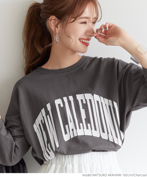 coca(coca)(コカ)の「ビックシルエットカレッジロゴTシャツ(Tシャツ/カットソー・レディース・ホワイト/ベージュ/チャコールグレー・ONE SIZE)」の16枚目の写真