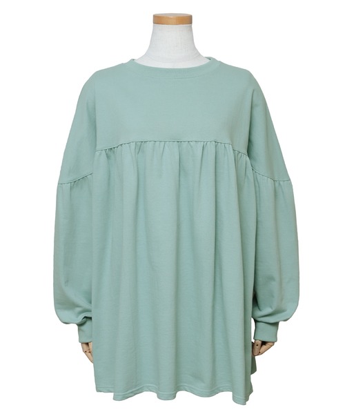 reca（レカ）の「ギャザーフレアカットソー（Tシャツ/カットソー・レディース・ミント/カーキ/ライトベージュ/グレイッシュベージュ/ブラック/パープル/ベージュ/アイボリー/ベージュ系その他・FREE）」の14枚目の写真