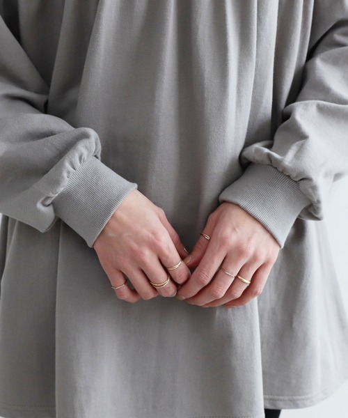 reca（レカ）の「ギャザーフレアカットソー（Tシャツ/カットソー・レディース・ミント/カーキ/ライトベージュ/グレイッシュベージュ/ブラック/パープル/ベージュ/アイボリー/ベージュ系その他・FREE）」の11枚目の写真