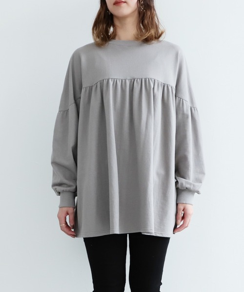 reca（レカ）の「ギャザーフレアカットソー（Tシャツ/カットソー・レディース・ミント/カーキ/ライトベージュ/グレイッシュベージュ/ブラック/パープル/ベージュ/アイボリー/ベージュ系その他・FREE）」の21枚目の写真