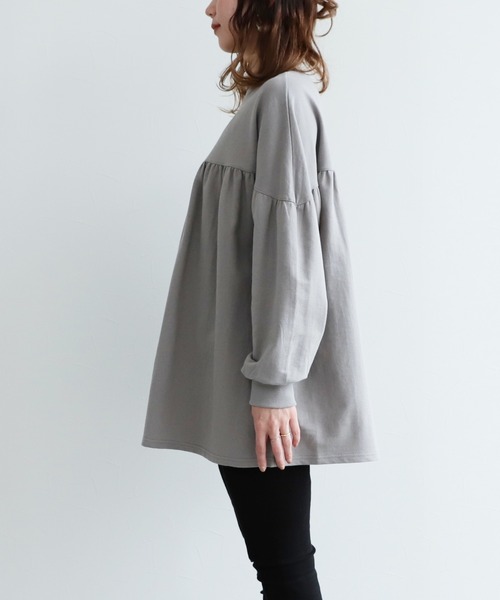 reca（レカ）の「ギャザーフレアカットソー（Tシャツ/カットソー・レディース・ミント/カーキ/ライトベージュ/グレイッシュベージュ/ブラック/パープル/ベージュ/アイボリー/ベージュ系その他・FREE）」の19枚目の写真