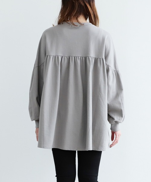 reca（レカ）の「ギャザーフレアカットソー（Tシャツ/カットソー・レディース・ミント/カーキ/ライトベージュ/グレイッシュベージュ/ブラック/パープル/ベージュ/アイボリー/ベージュ系その他・FREE）」の12枚目の写真