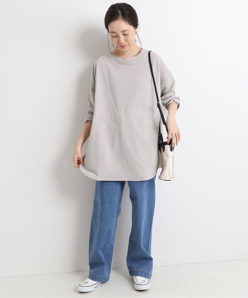 SLOBE IENA（スローブイエナ）の「BIGロンTEE【手洗い可能】◆（Tシャツ/カットソー・レディース・ベージュ/カーキ/ホワイト・FREE）」の4枚目の写真