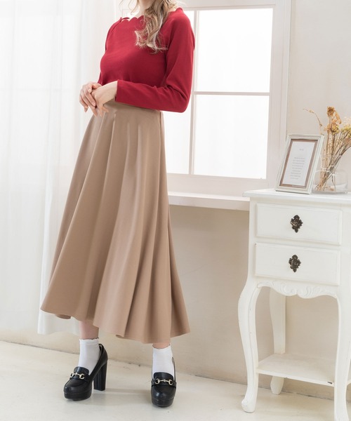 Newlyme（ニューリーミー）の「サーキュラーフレアマキシスカート（スカート・レディース・ネイビー/モカ/ブラック/ベージュ・MEDIUM/LARGE）」の5枚目の写真