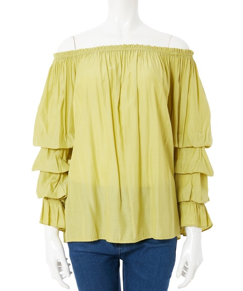 fifth calin（フィフスカラン）の「オフショルダーデザインスリーブブラウス（シャツ/ブラウス・レディース・ライトブルー/ピンク/ライム・MEDIUM）」の4枚目の写真