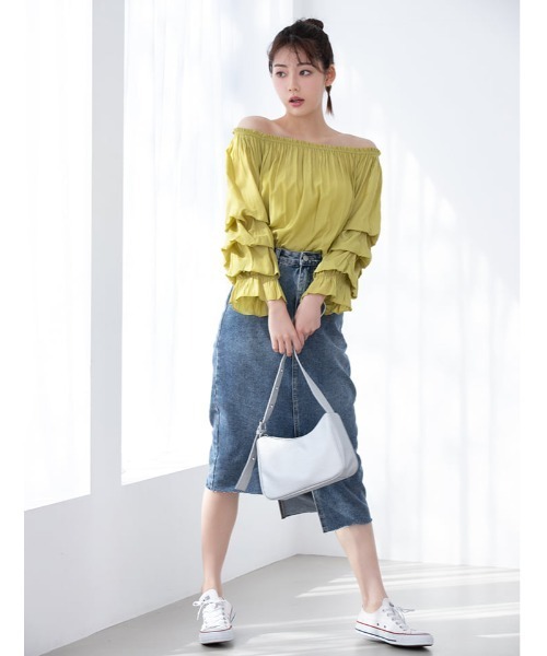 fifth calin（フィフスカラン）の「オフショルダーデザインスリーブブラウス（シャツ/ブラウス・レディース・ライトブルー/ピンク/ライム・MEDIUM）」の13枚目の写真