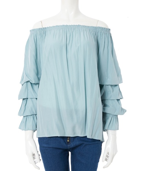 fifth calin（フィフスカラン）の「オフショルダーデザインスリーブブラウス（シャツ/ブラウス・レディース・ライトブルー/ピンク/ライム・MEDIUM）」の9枚目の写真