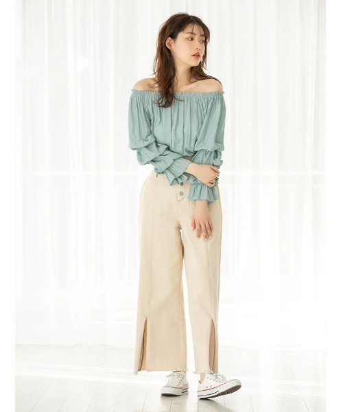 fifth calin（フィフスカラン）の「オフショルダーデザインスリーブブラウス（シャツ/ブラウス・レディース・ライトブルー/ピンク/ライム・MEDIUM）」の16枚目の写真