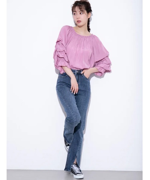 fifth calin（フィフスカラン）の「オフショルダーデザインスリーブブラウス（シャツ/ブラウス・レディース・ライトブルー/ピンク/ライム・MEDIUM）」の20枚目の写真