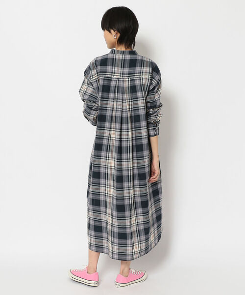 MANASTASH（マナスタッシュ）の「MANASTASH/マナスタッシュ　W-s INDIAN CHECK DRESS（ワンピース・レディース・ネイビー/ベージュ・MEDIUM）」の3枚目の写真