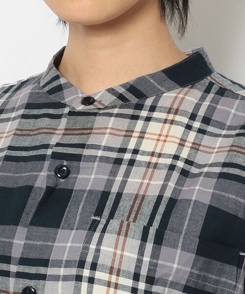 MANASTASH（マナスタッシュ）の「MANASTASH/マナスタッシュ　W-s INDIAN CHECK DRESS（ワンピース・レディース・ネイビー/ベージュ・MEDIUM）」の5枚目の写真